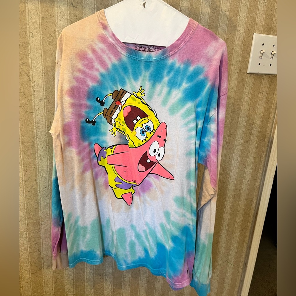 Tye-dye graphic SpongeBob long sleeve shirt